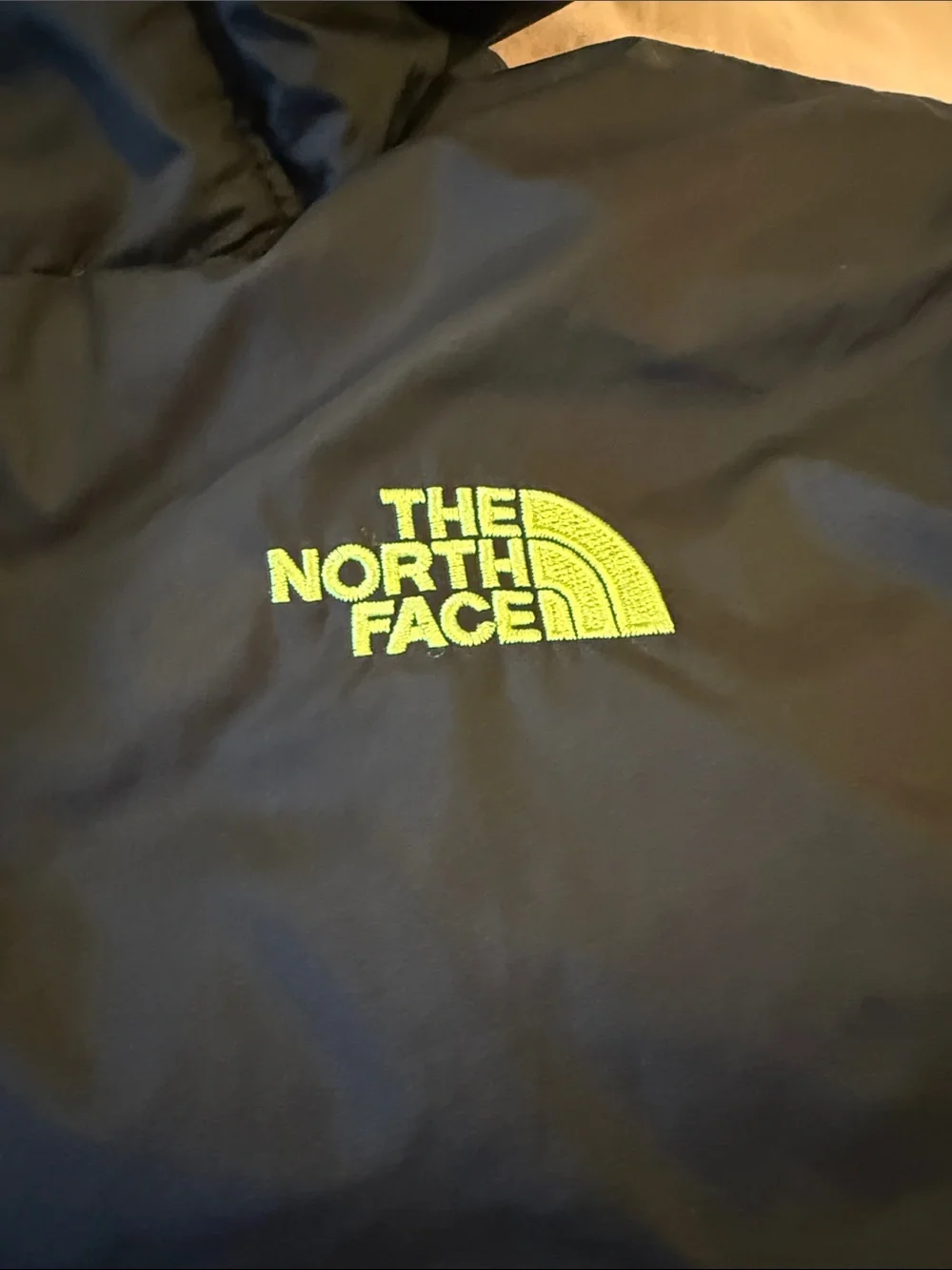 The North Face Black Puffer Jacket with Gray Shoulder Panels - Boys